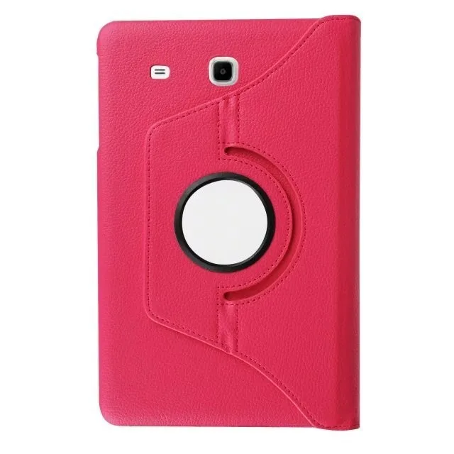 360 RotatingCover для samsung Galaxy Tab E 9," SM T560 T561 кожаный чехол для планшета с подставкой для samsung Galaxy Tab E Чехол+ пленка - Цвет: rose red