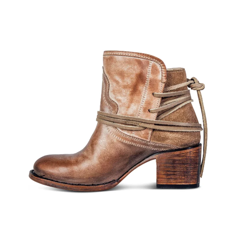 Женские винтажные полусапожки цветные ботильоны на шнуровке с круглым носком