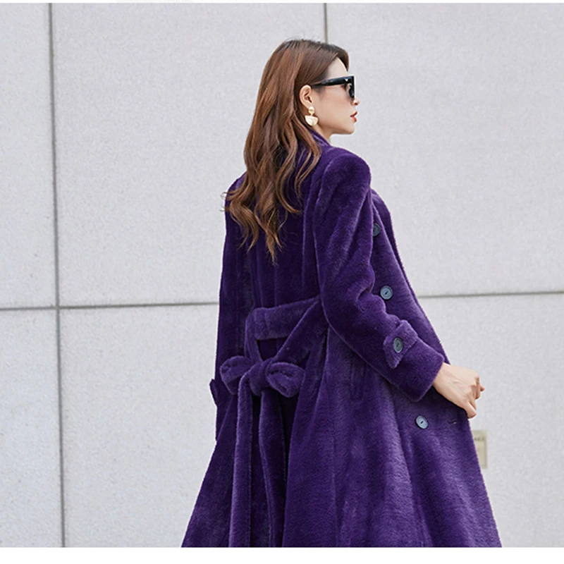 2022 Winter Jacket Women elegant Long Overcoat Female Mink Fleece Warm Jackets Manteau Femme Plus size slim mink fur coat | Женская