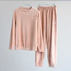 Женский зимний фланелевый пижамный комплект флисовые пижамы одежда для сна Домашняя одежда плотный теплый бархатный женский костюм осенний свитер женская пижама