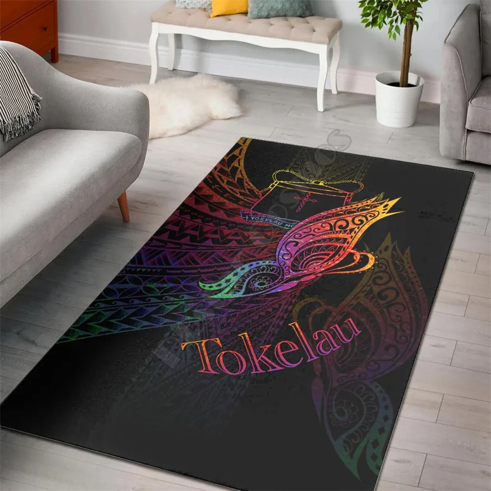 

Tokelau Area Rug Butterfly Polynesian Style Carpet Mat for Living Room Doormat Flannel Print Bedroom Non-slip Floor Rug