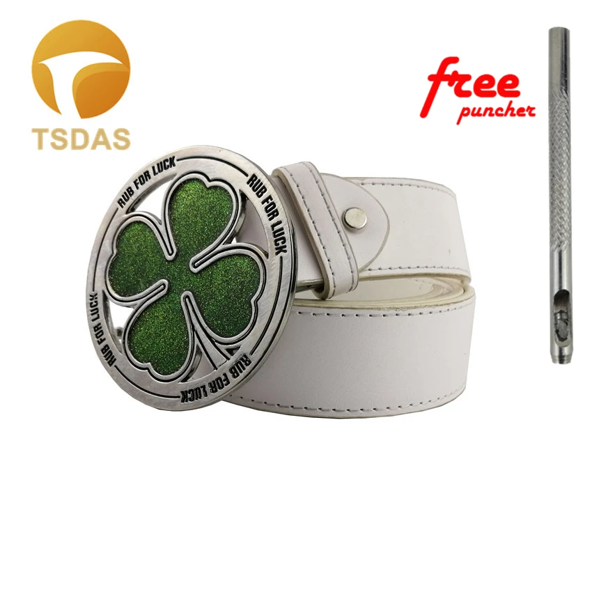 

Модные четырехлистного клевера с металлическим ремнем и пряжкой Для Мужчин зеленый серебряная пряжка для ремня в Круглый Форма Лидер прода...