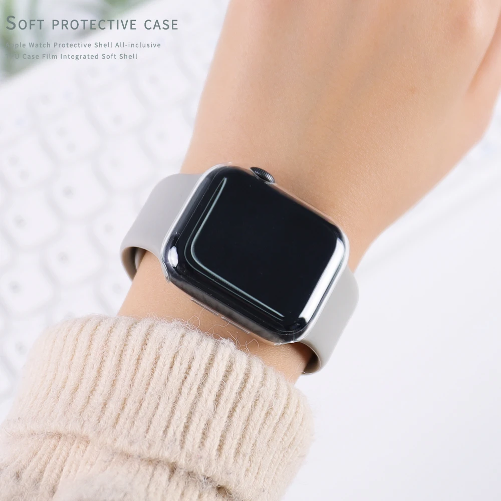 Чехол для Apple Watch 4 3 2 1 40 мм 44 360 встроенная прозрачная защитная пленка из ТПУ чехол