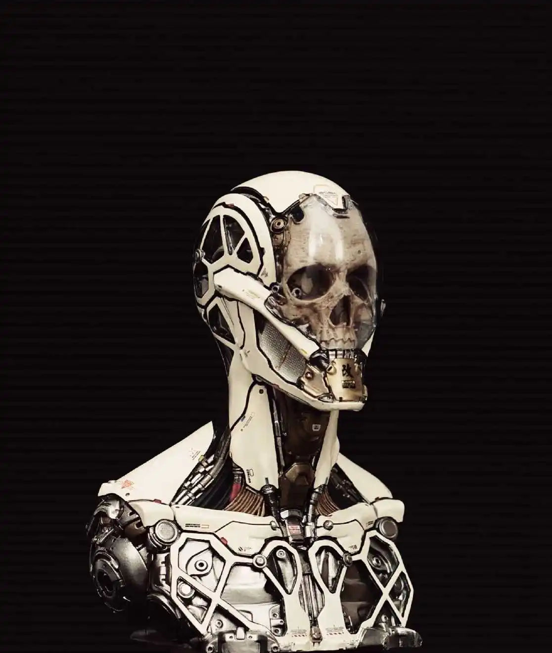 Смола литье под давлением Cypunk стиль скелет мех грудь белая модель мертвая