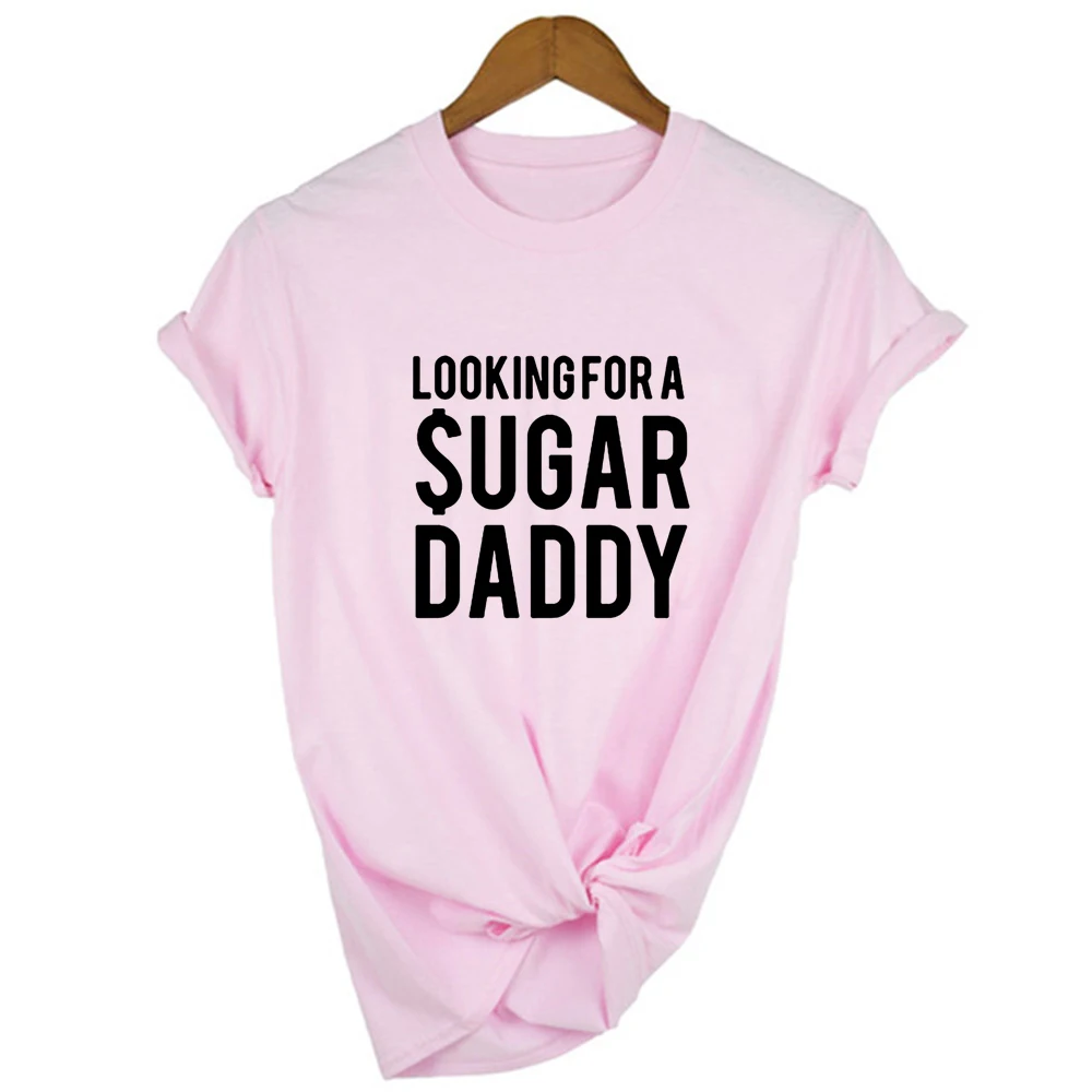 Женская розовая футболка в стиле Харадзюку с принтом сахарный папа летние