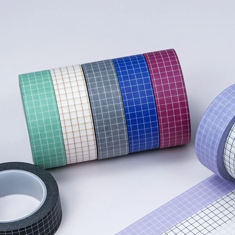 

10m Adhesive Grid Washi Masking Tape Planner DIY Scrapbooking Sticker Stationery Home Power Sticker Apricot