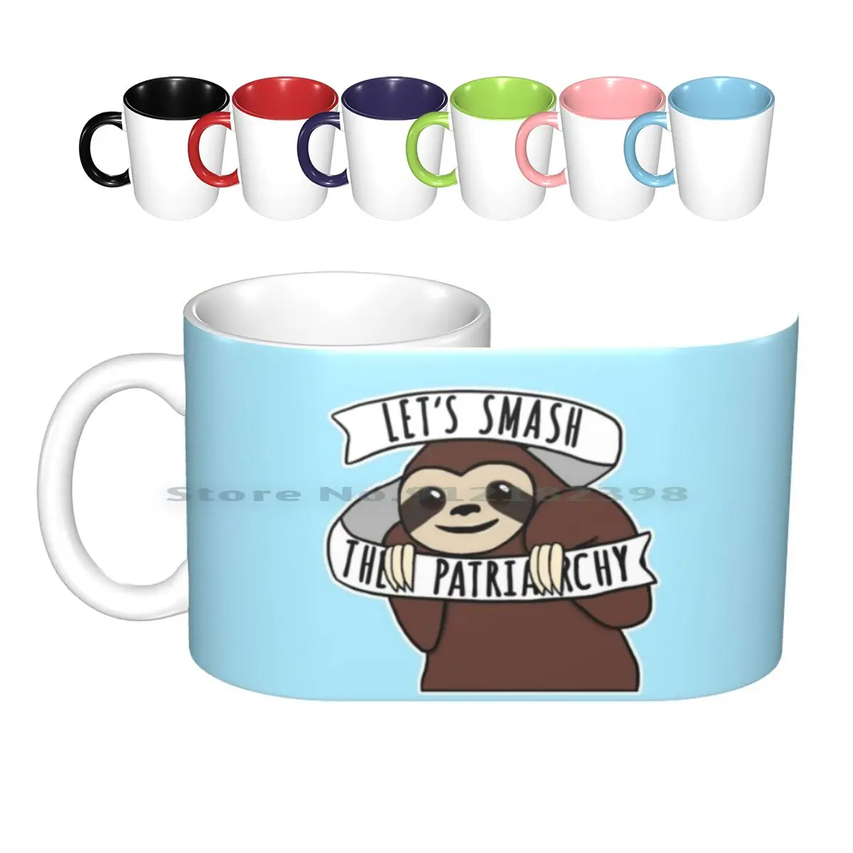 

Feminist Sloth " Smash The Patriarchy " Ceramic Mugs Coffee Cups Milk Tea Mug Feminist Feminism Sloth Feminist Sloth Cute