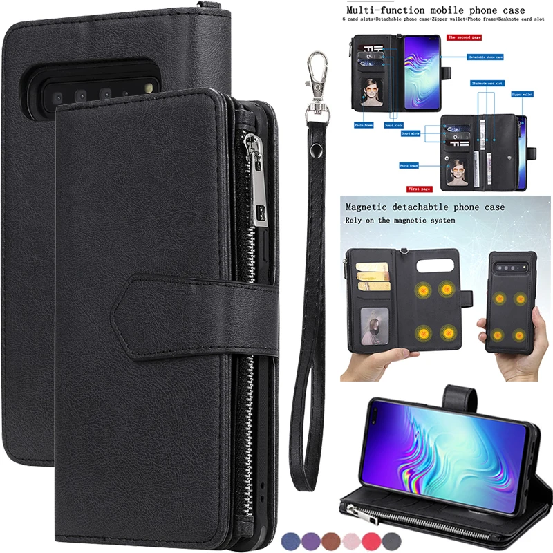 

Магнитный съемный чехол-бумажник для телефона Samsung S10 5G S9 S8 Plus S10e Note 8 9 10 Plus, кожаный чехол с отделениями для карт, сумочка, чехол