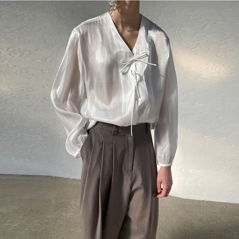 

2021 spring simple solid termperament women's shirt elegant fashion basic silk shirt minimalsit elegant tops for ladies 2021 new