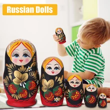 5/10 Layers Russian Dolls Cartoon Girl Wooden Dolls Toy Babushka Russian Artwork Children Handicraft Gifts Home Decor Gift