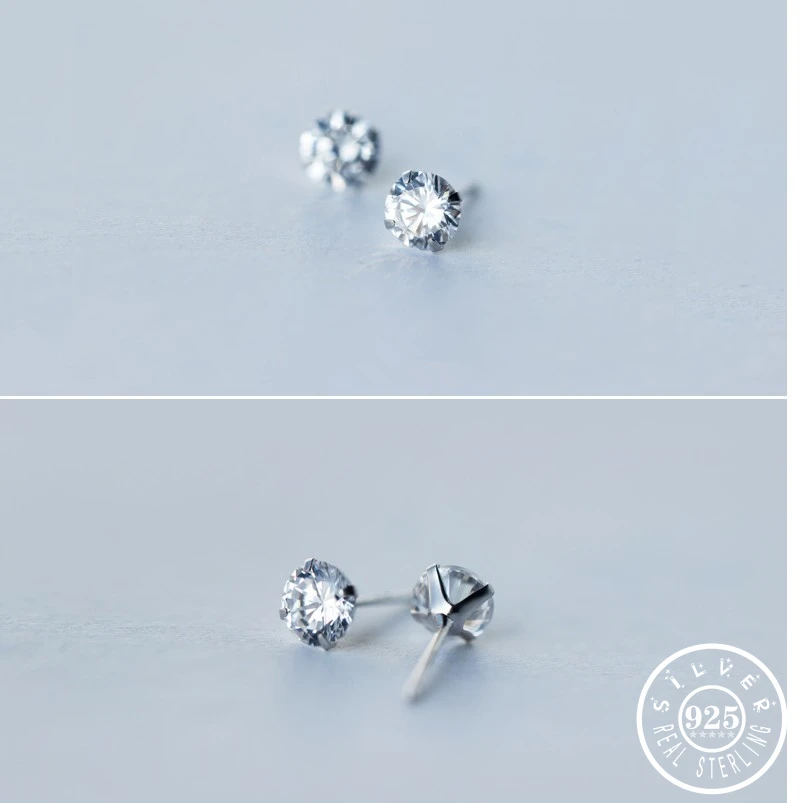 Маленькие круглые кубического циркония 925 стерлингового серебра свадебные