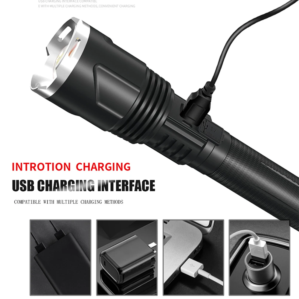 

z50 XHP110 Use 18650 26650 battery Led flashlight LED Torch Powerful Portable 5 switch Modes camping adjustable waterproof USB