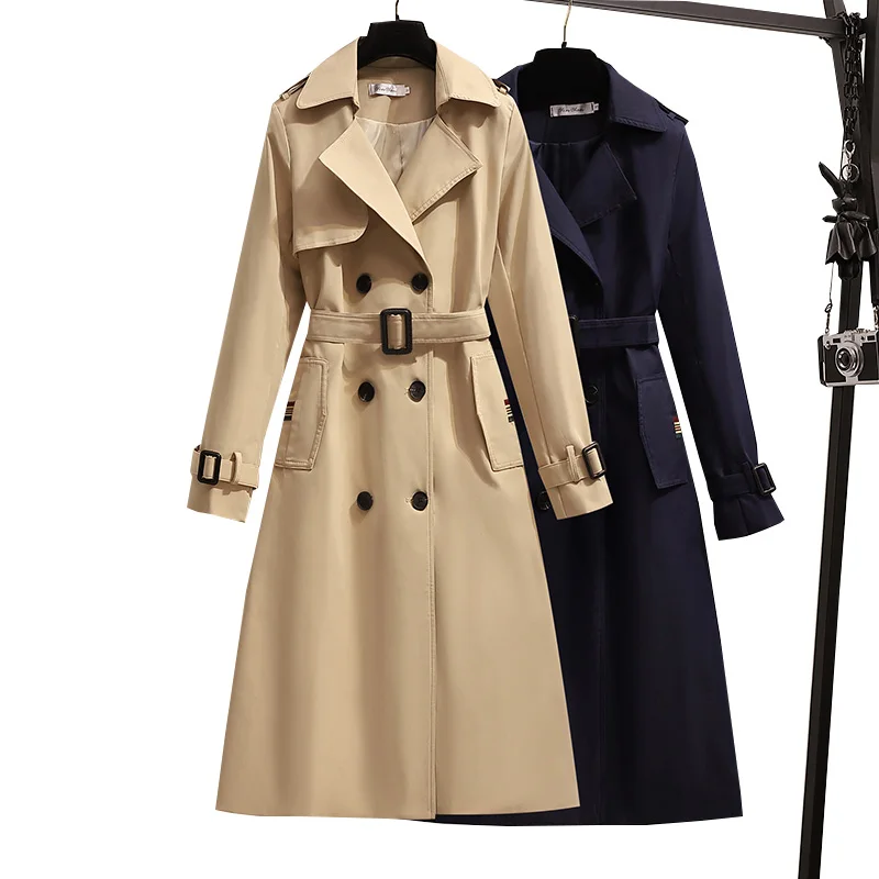 

Plus Size Windbreaker Women 2021 Autumn Winter Fashion Korean Long Coats Outerwear Woman Loose Double-Breasted Trench Coat