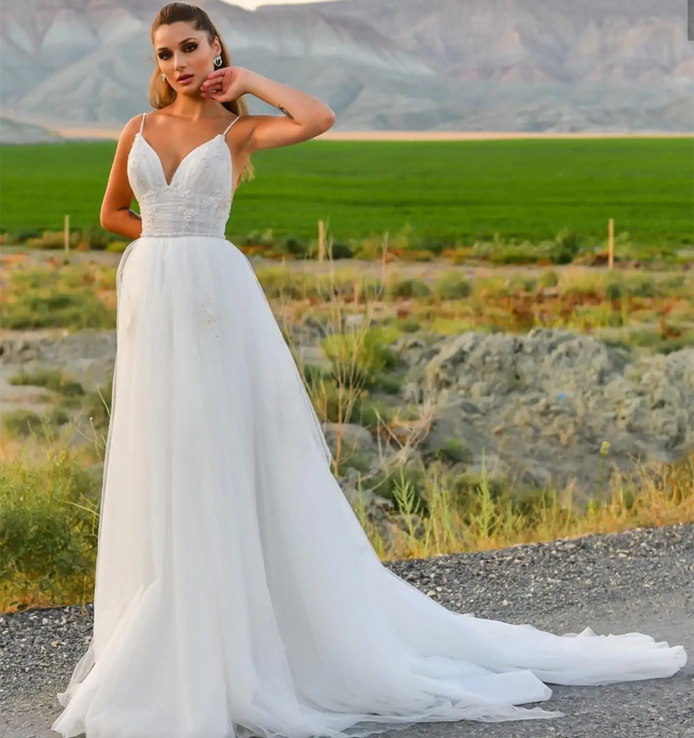 

Wedding Dress A-Line Sweetheart Speghetti Strap Boho Beach 2020 Elegant Floor Length Bridal Gowns Cheap Women Brides Sweetheart