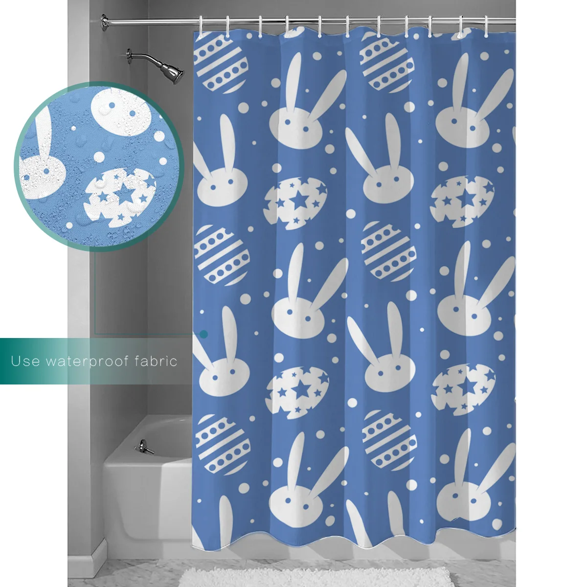 Голубая Пасхальная тема Пасхальный кролик и яйцо узор для ванной занавеска s