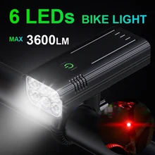NEWBOLER Bike Light 3600 Lumens USB Chargeable Aluminum MTB Bicycle Light Set 5200mAh With Power Bank Headlight Bike Accessories