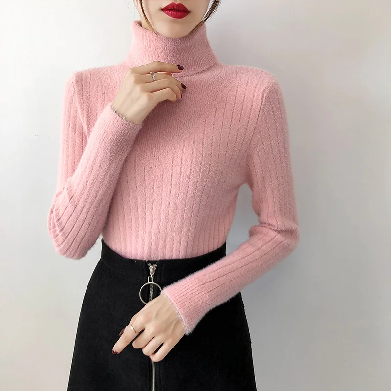 Свитер женский осенне-зимний с высоким воротником | Женская одежда