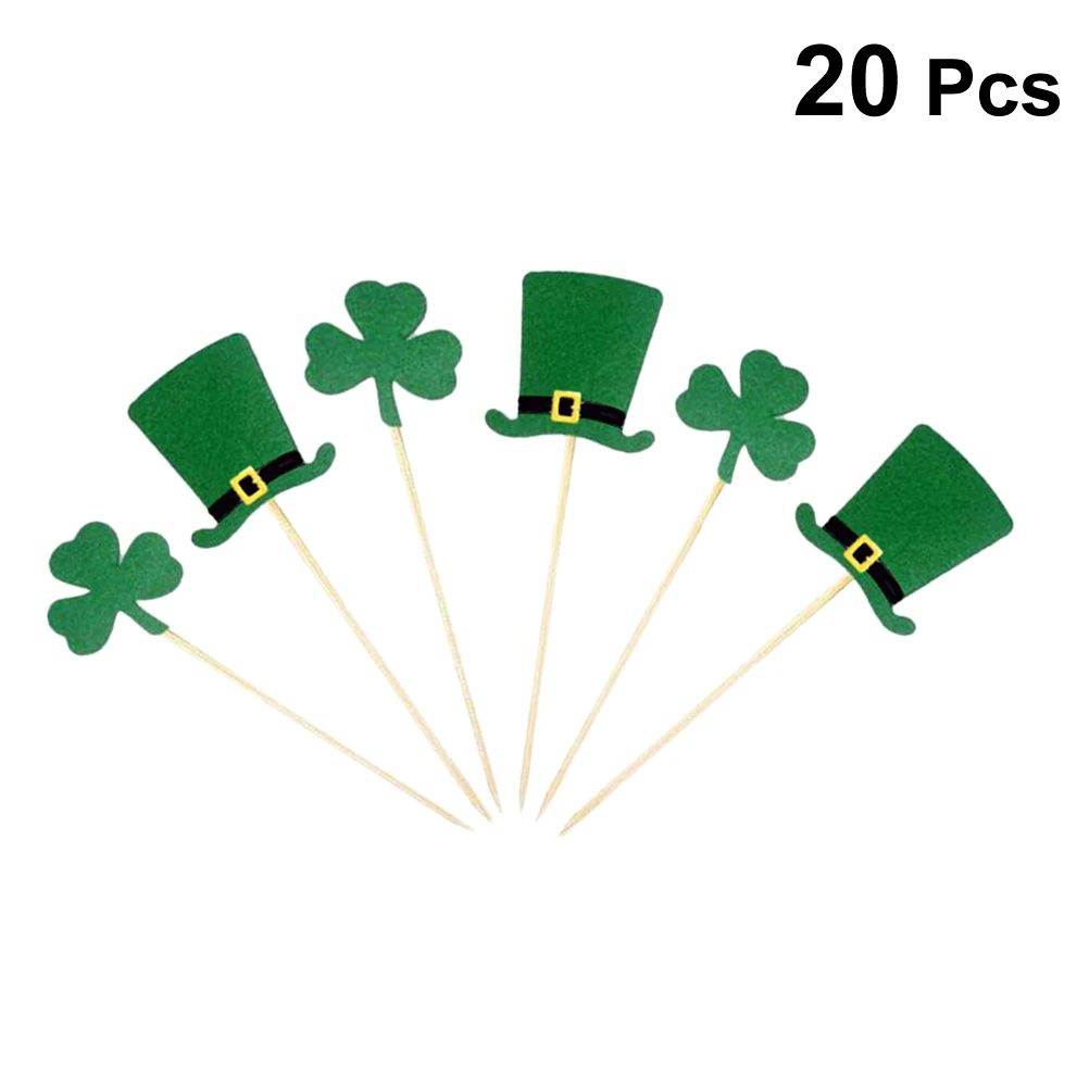 20 шт. топперы для торта Клевер День Святого Патрика Бумажные палочки еды на