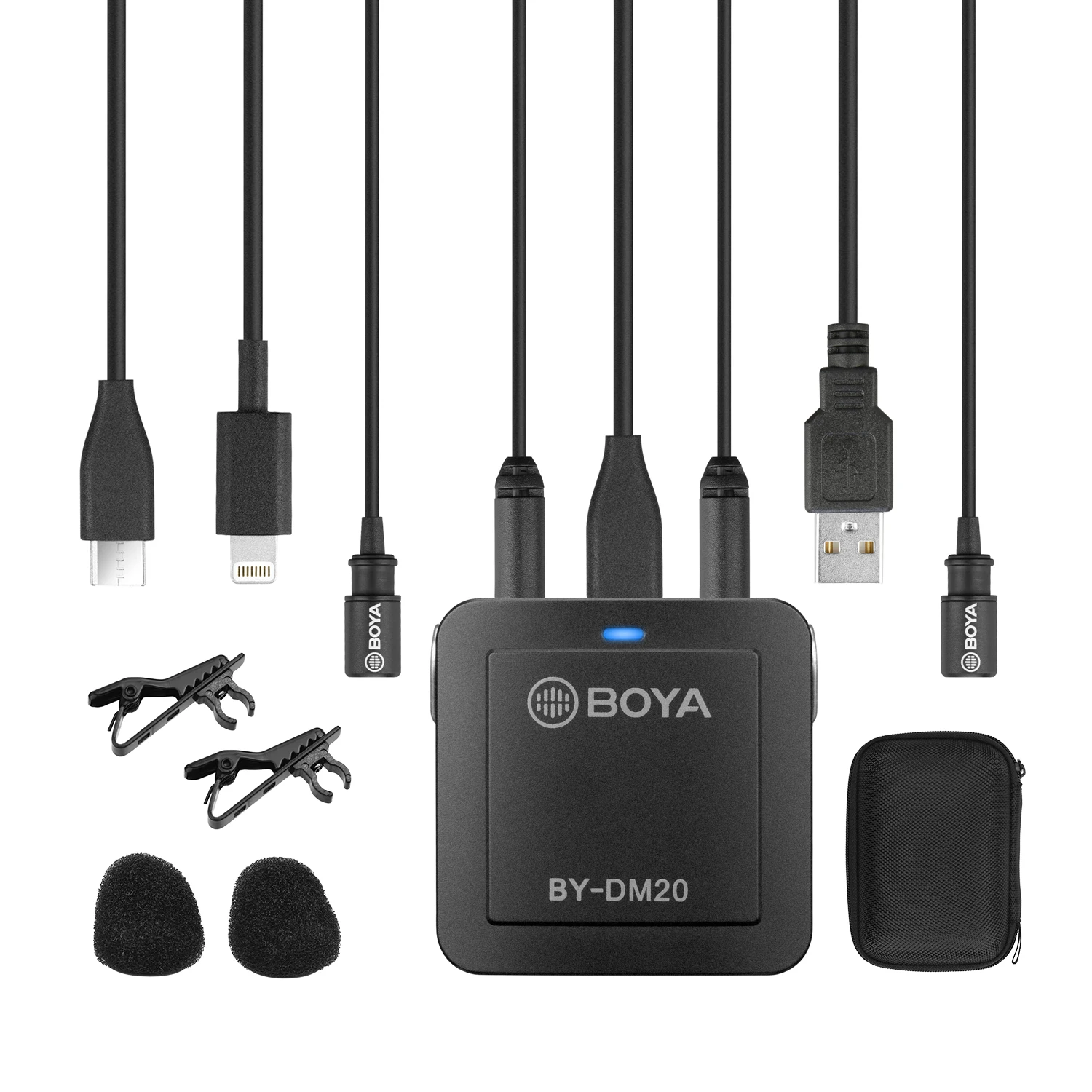 BOYA BY DM20 двойная головка Съемная петличный микрофон с отворотом совместим тип c USB