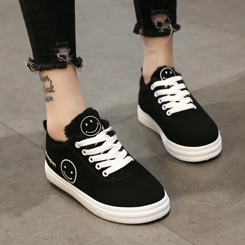 

2021 Spring New Style Women's Shoes Women's Sports Shoes Women's Sneakers Lovey Smiley Face Lace-Up Women's Flat Shoes