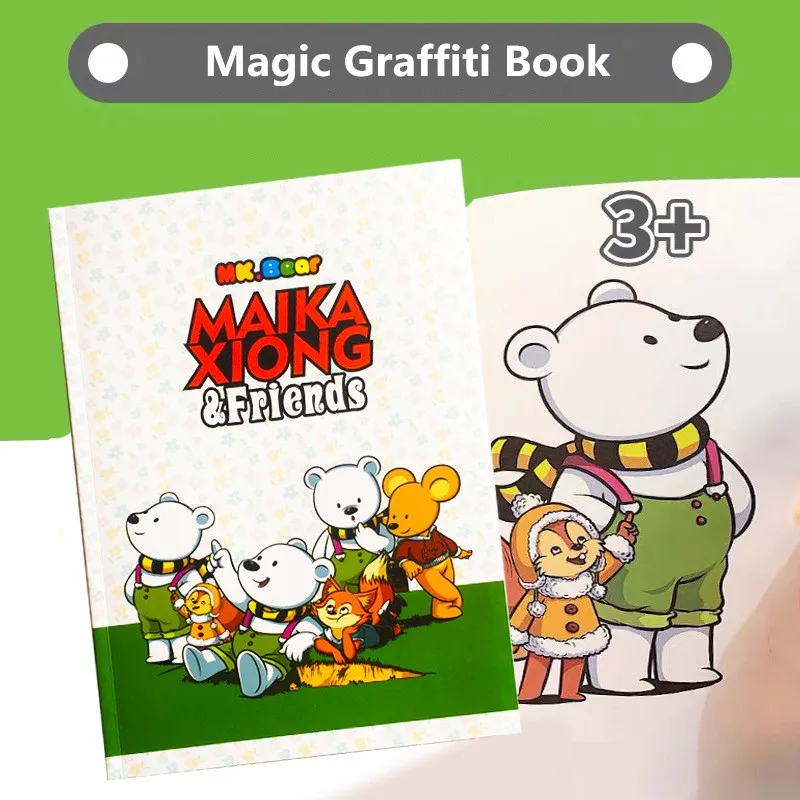 

Cute Bear Color Change Magic Graffiti Book For Children Magic Hand Painted Art Book Coloring Book