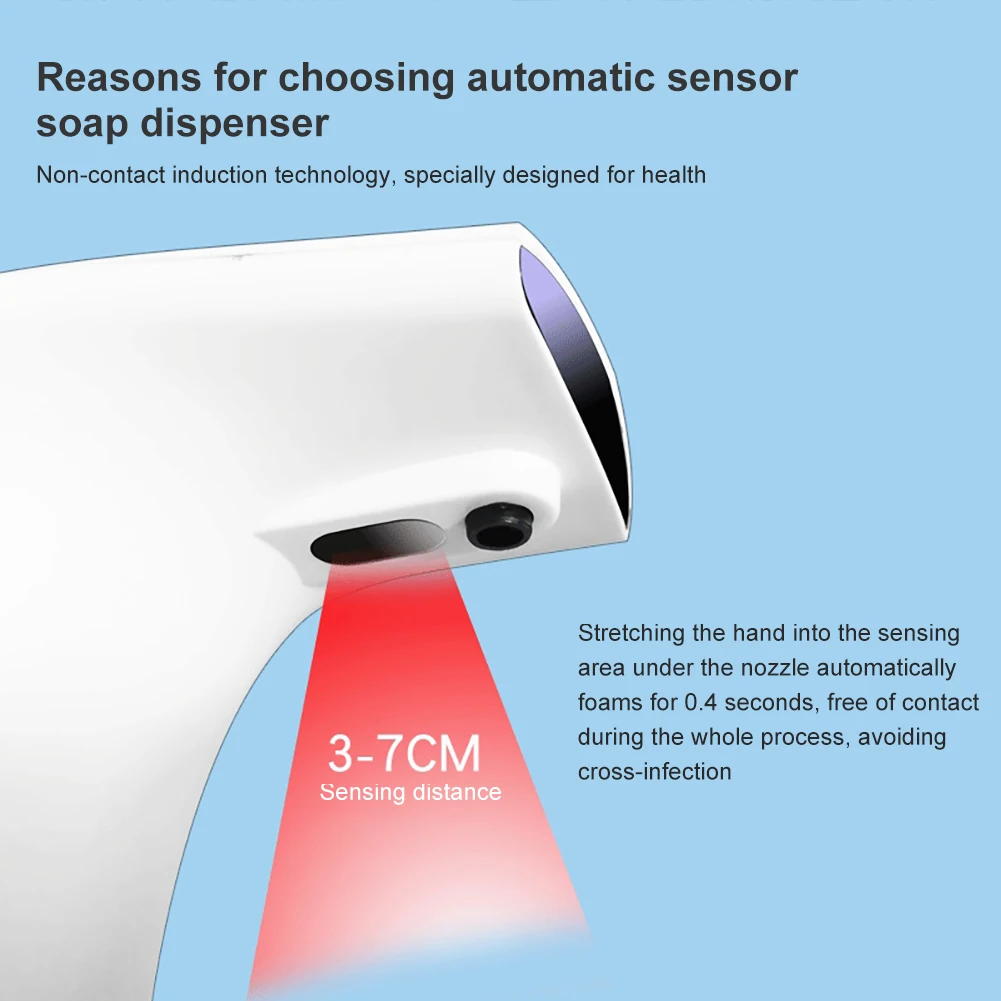 

300ml Automatic Foam Soap Dispenser Touchless Foaming Infrared Motion Sensor Hands-Free Soap Pump Dispenser For Kitchen Bathroom