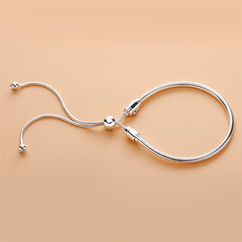 

100% 925 Sterling Silver Pan Bracelet Exquisite Three Color Open Stretch Bracelet Fit European Charm Bracelets Women Jewelry