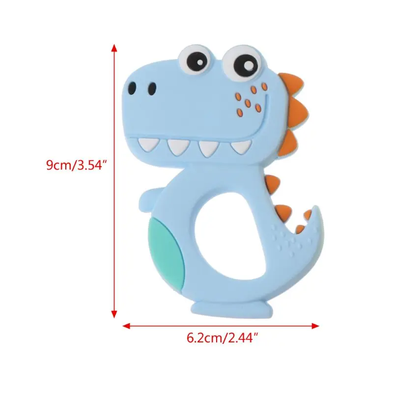 

Food Grade Silicone Teethers DIY Animal Dinosaur Baby Ring Teether Infant Chew Charms Kids Teething Gift Toddler Toys