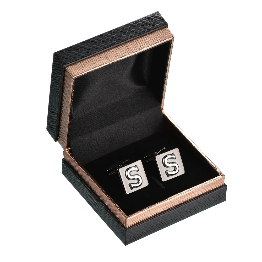 Роскошные мужские классические черные запонки с буквами алфавита S строгие