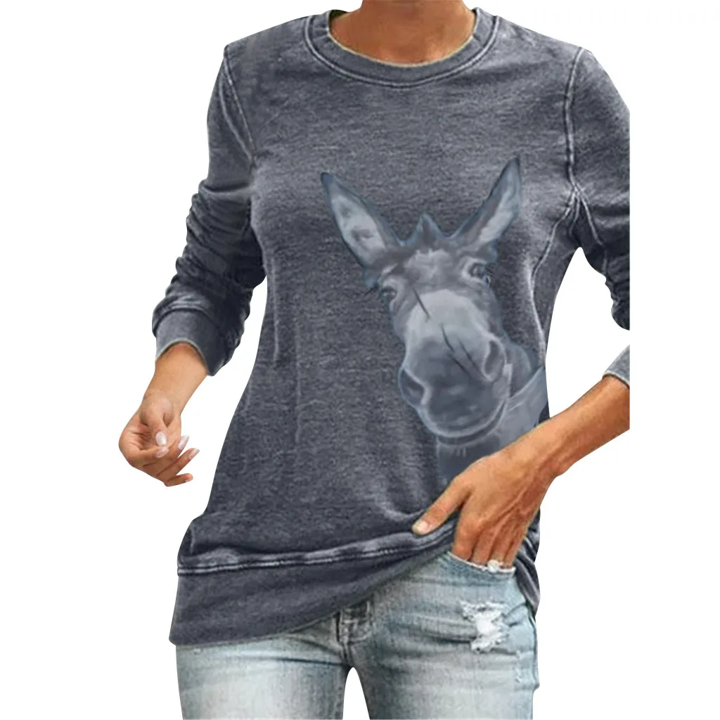 Женская толстовка с объемным животным принтом забавная Толстовка длинным