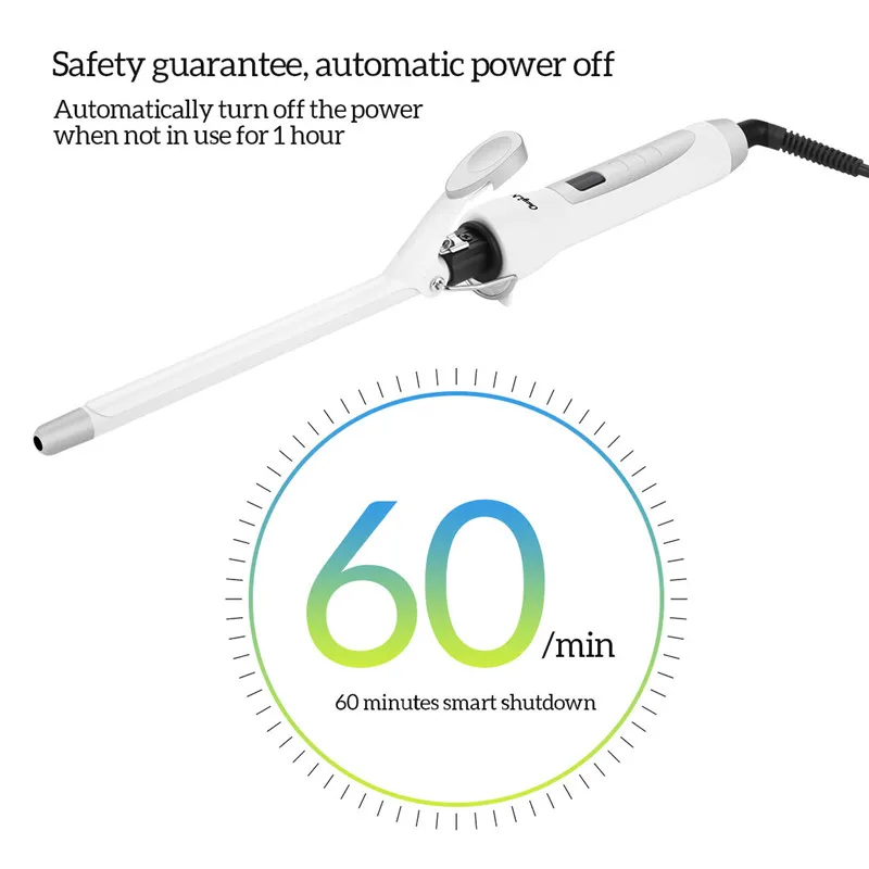 

Ultrathin 9MM Hair Curler Small Ceramic Curling Iron Temperature Adjusted Mini Hair Styling Tool Wet & Dry Use with LED Display