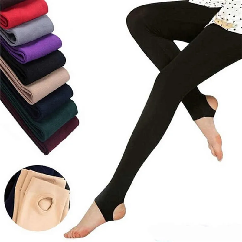 

2021 Women Autumn Winter Thick Warm Legging Brushed Lining Stretch Fleece Pants Trample Feet High Elasticity Leggings