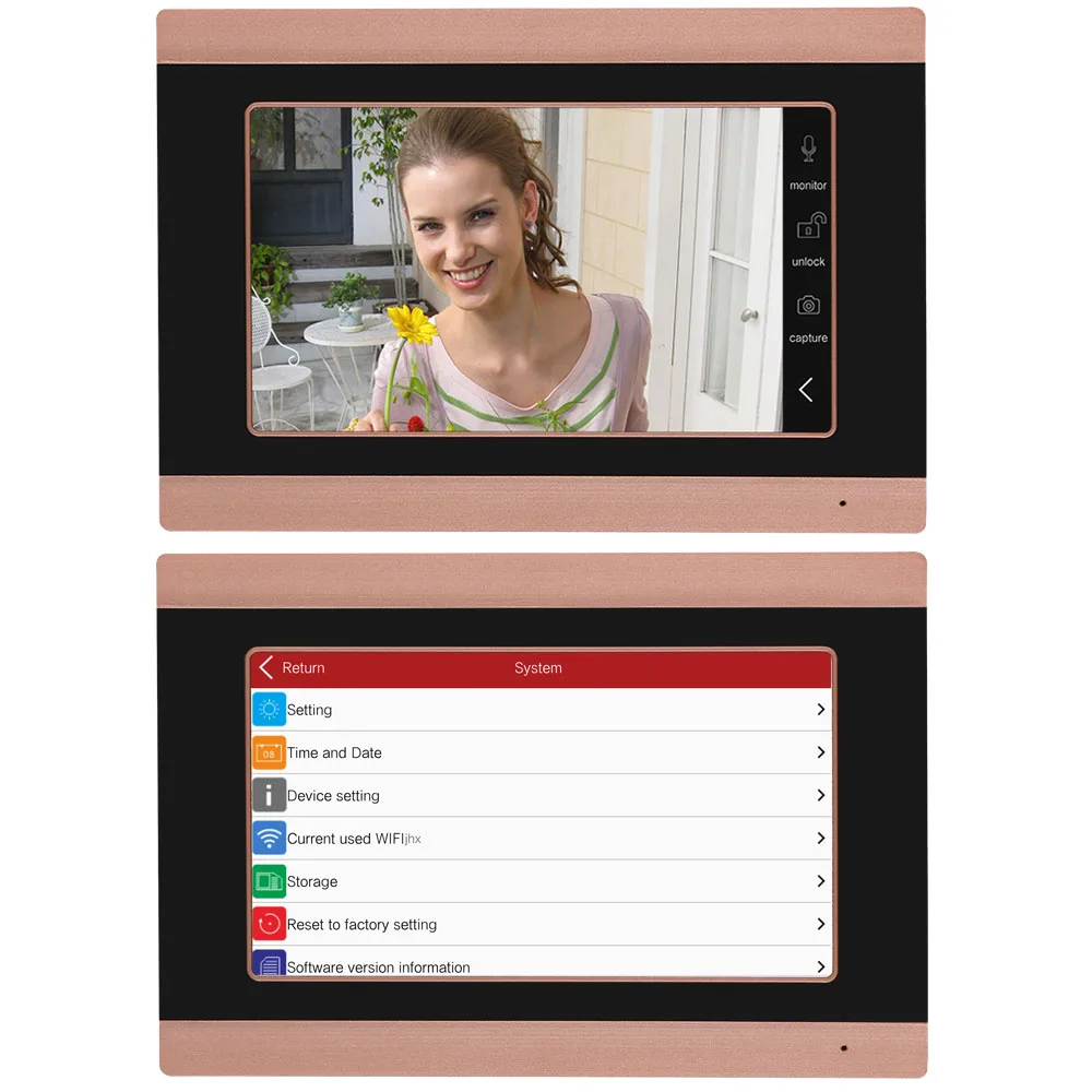 Видеодомофон 7 дюймовые часы с записью времени беспроводной Wi-Fi RFID домофон