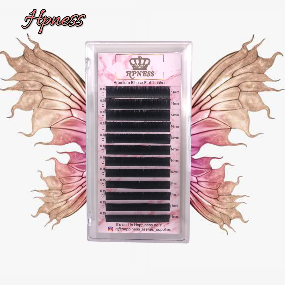 

New Styles Flat Ellipse Eyelashes Extensions Split Tips Ellipse Shaped Natural Light Soft Silk False Ellipse Eyelashes