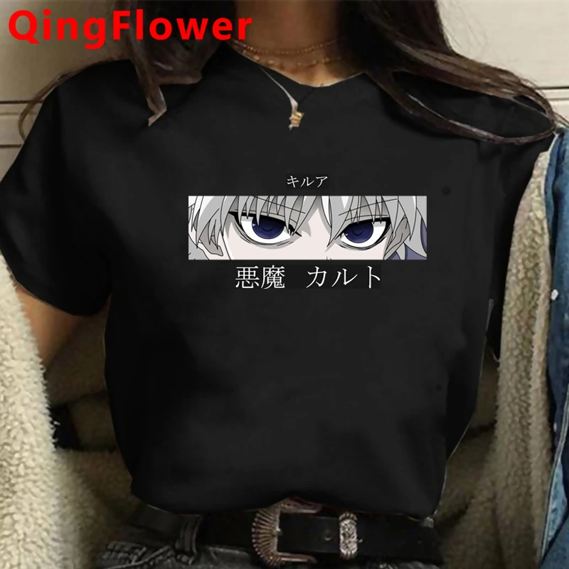 

Футболка Hunter X Hunter Kurapika Devil Eye, милая аниме футболка Killua, забавная мультяшная футболка Hisoka, топ с рисунком манги