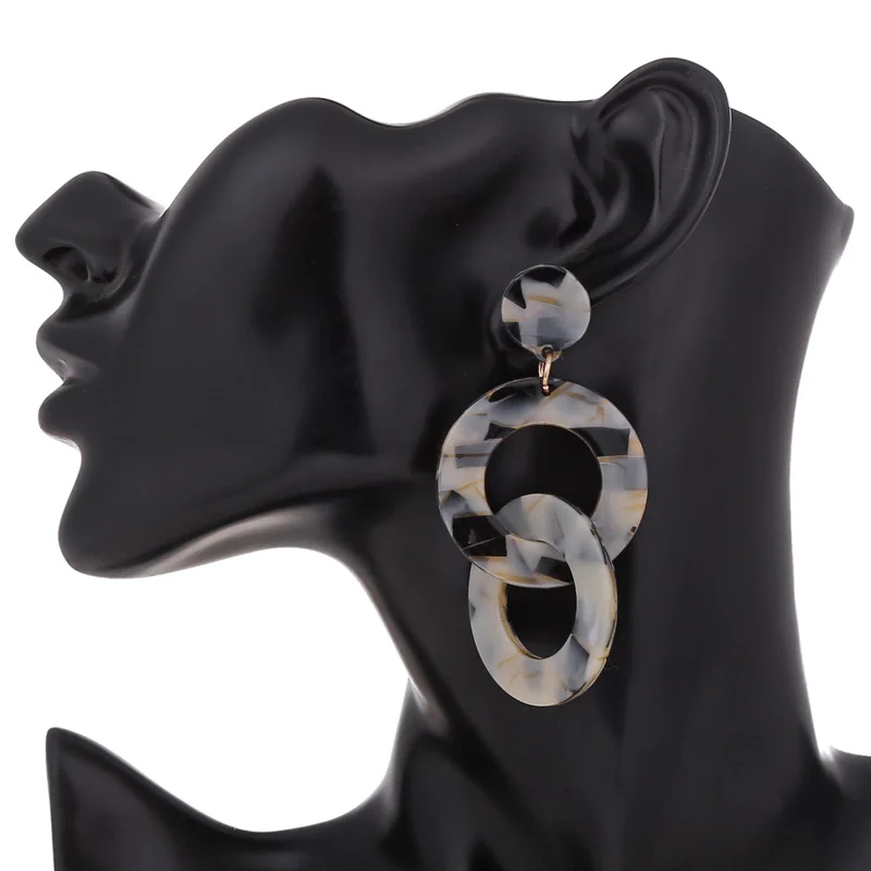 Новые модные двойные круглые зеленые акриловые серьги M & G для женщин Серые Синие