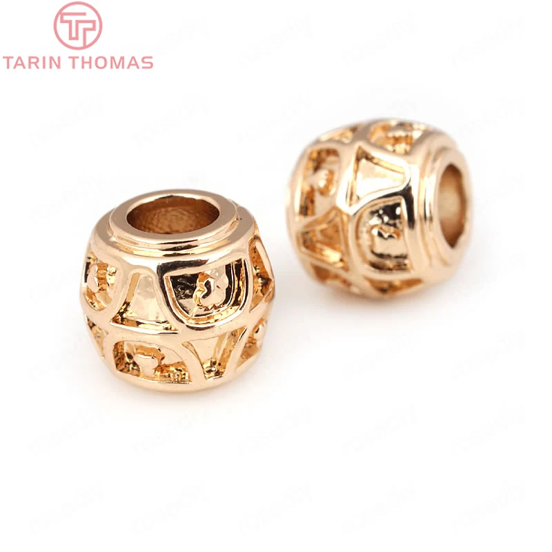 6 шт. латунные бусины с большим отверстием 10 мм 24 к цвета шампанского|bead spacers|beads