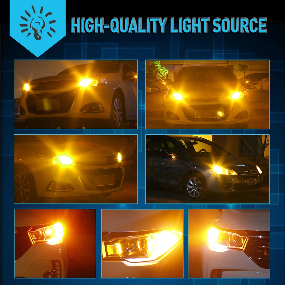 

2x No Hyper Flash 3156 T20 7440 W21W LED Canbus No Error P27W 1156 BA15S P21W BAU15S PY21W T25 Bulbs Amber Car Turn Signal Light