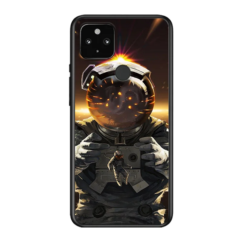 

Cool Astronaut Space Soft TPU Silicone Black Cover For Google Pixel 5 4A 5G 4 XL Phone Case
