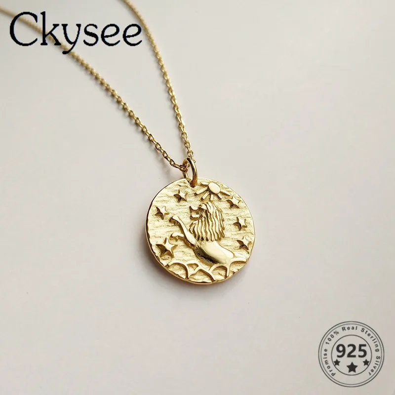 

Ckysee дизайнерское ожерелье из стерлингового серебра 925 пробы Золотое рельефное ожерелье с подвеской в виде созвездий для модных женщин деву...