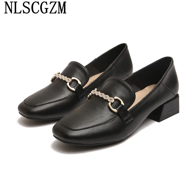

Slip on Shoes for Women Oxford Shoes for Women 2022 Fashion Women Loafers Women Barefoot Leather Casual Shoes Crystal Block Heel