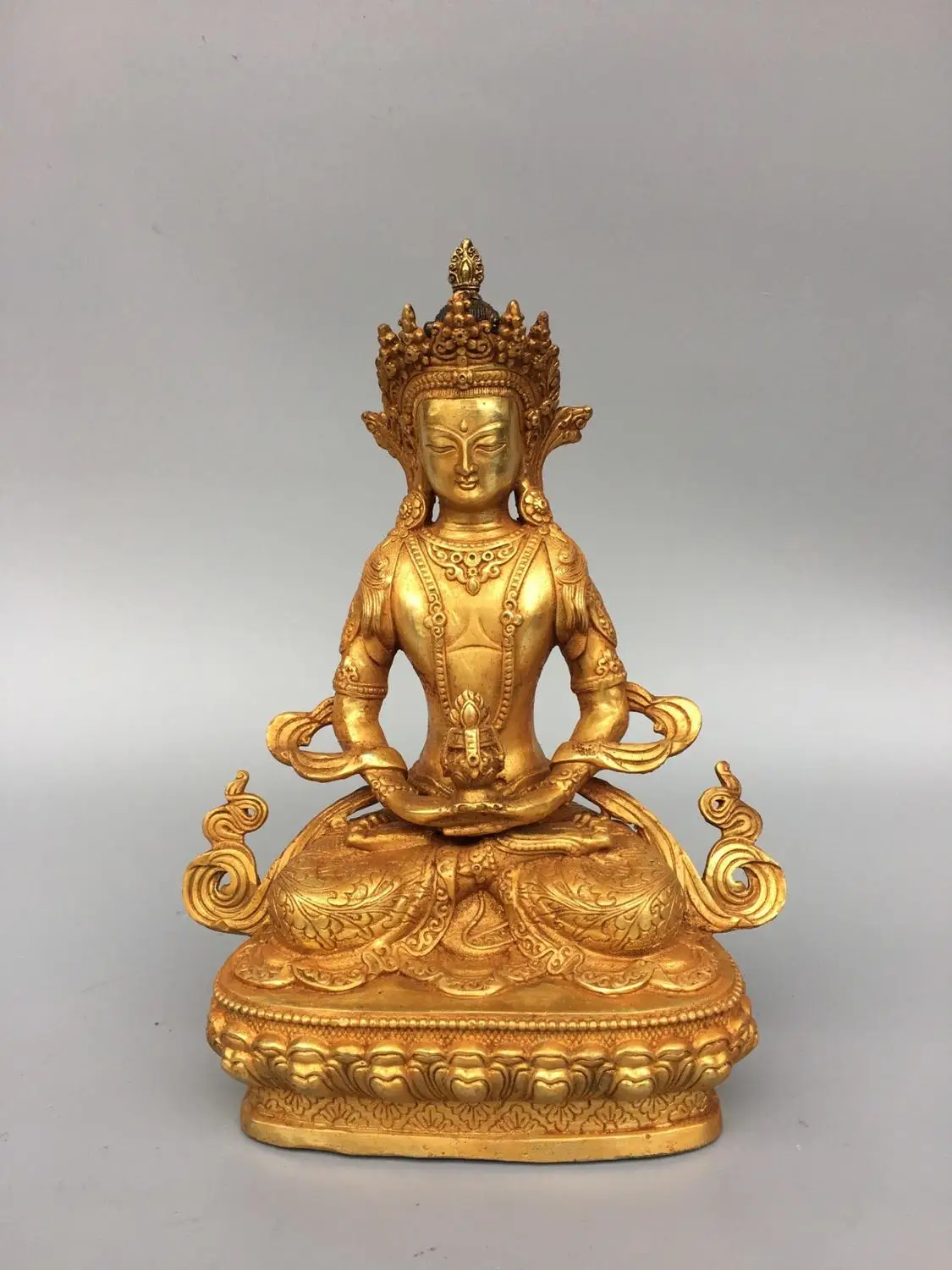 

Home Decor 9 Tibet Buddhism Temple Old Bronze Gilt Longevity Buddha Immortal Life Wisdom Tathagata Three Longevity Amitabha