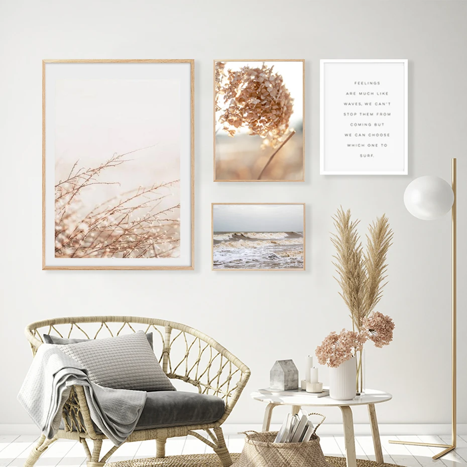 

Modern Autumn Dried Hydrangea Flowers Plants Life Quotes Wall Art Picture Canvas Painting Poster Prints For Living Room Home Dec