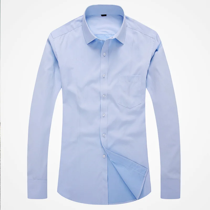 Мужская деловая рубашка с длинным рукавом голубая формальная Классическая из