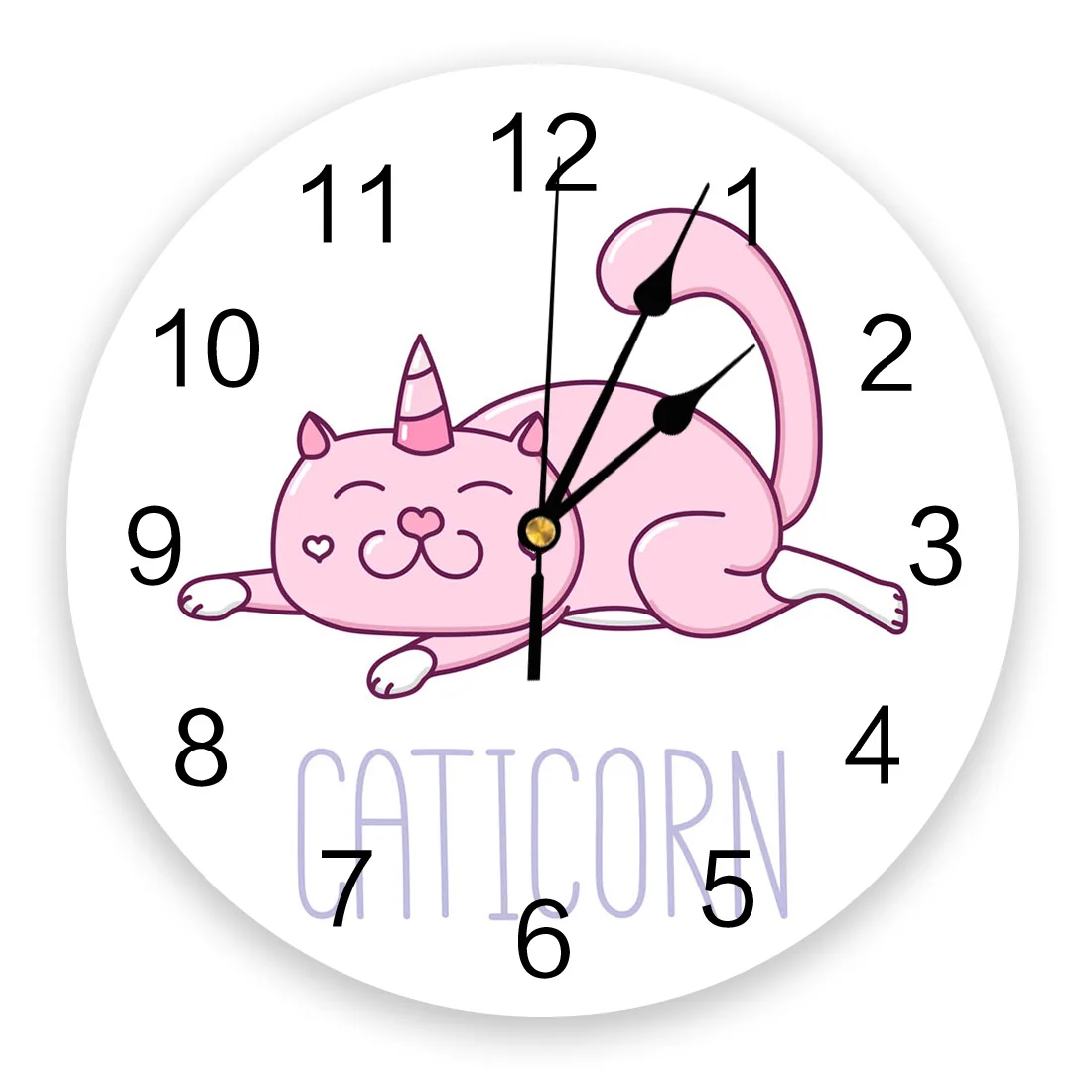 

Modern Wall Clock Animal Pink Cat PVC Wall Clock Home Decor Bedroom Silent Oclock Watch Wall for Living Room