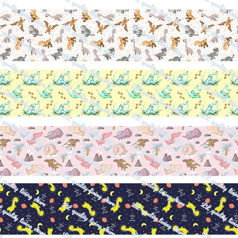 

Корсажная лента с мультяшным динозавром 16-75 мм/16 мм, эластичные ленты с принтом, банты для волос «сделай сам», тесьма для шитья, 50 ярдов