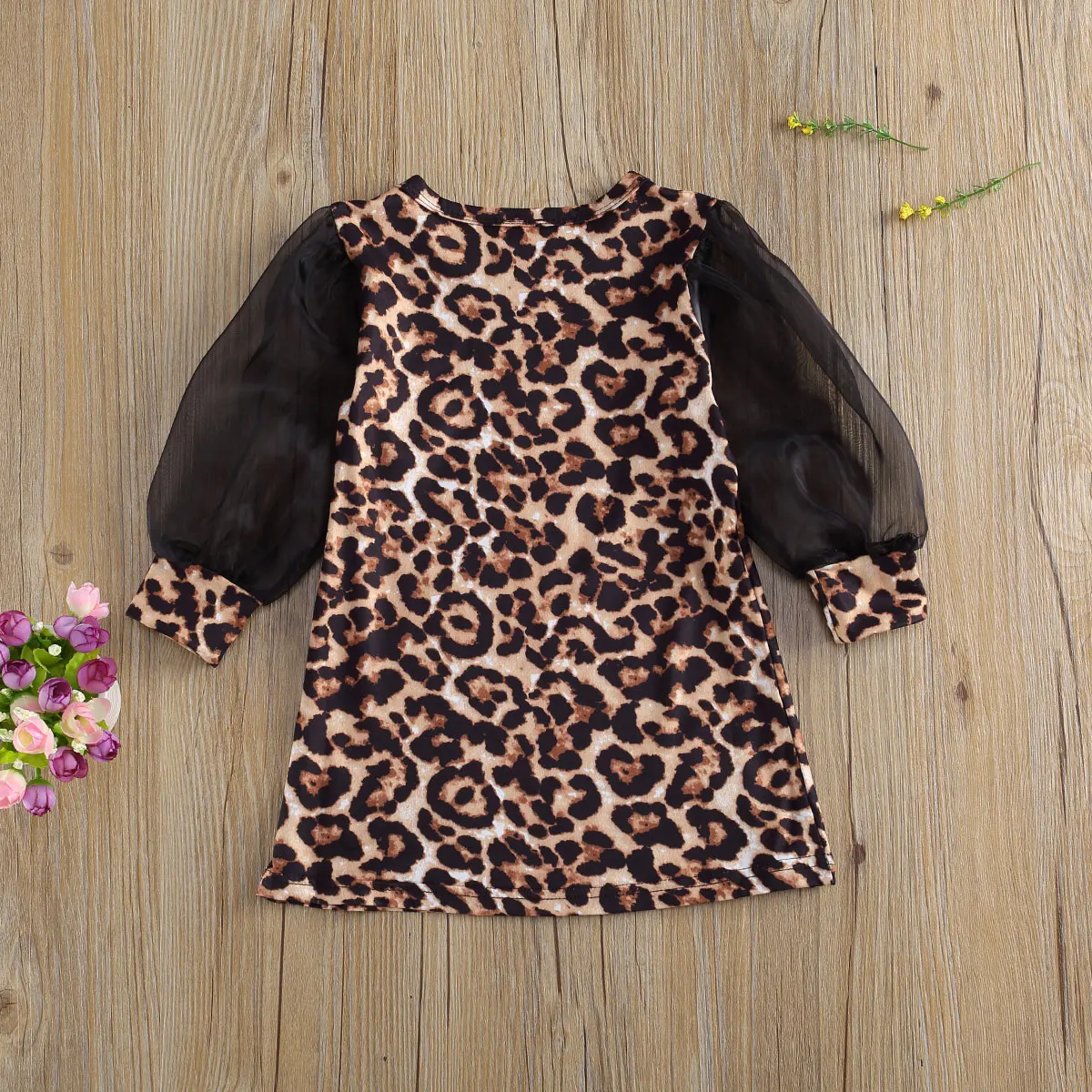 Платье для маленьких девочек леопардовое платье длина миди осенние длинные