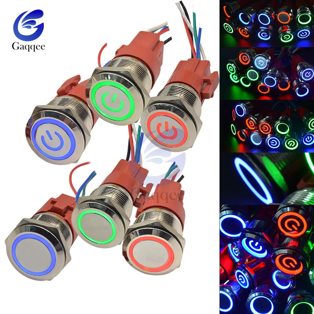 Водонепроницаемый металлический кнопочный переключатель 16 мм светодиодный ная