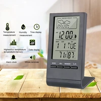 Thermometer Hygrometer Gauge Indicator Indoor Outdoor Weather Station Automatic Electronic Temperature Humidity Monitor Clock