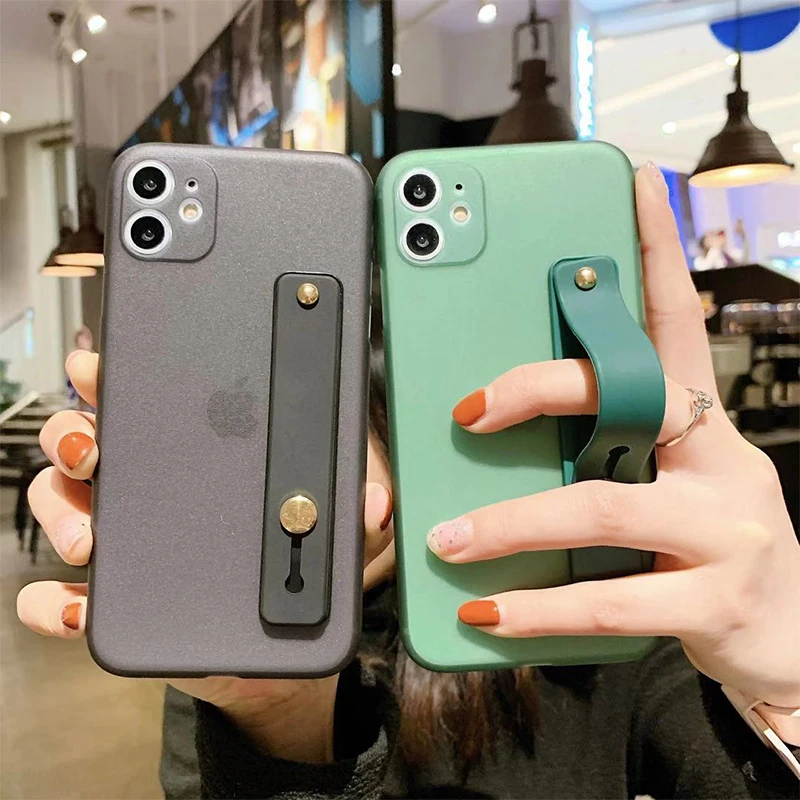 Чехол для iphone 11pro x xr xs max с ремешком на руку силиконовые чехлы 8 7 6 6s plus подставкой